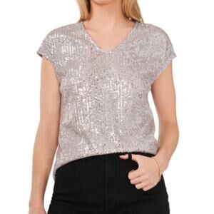Vince Camuto Sequin Blouse in Silver, Size XL​​​